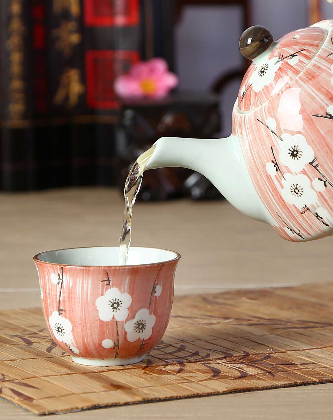 陶瓷茶具套装-腊梅红