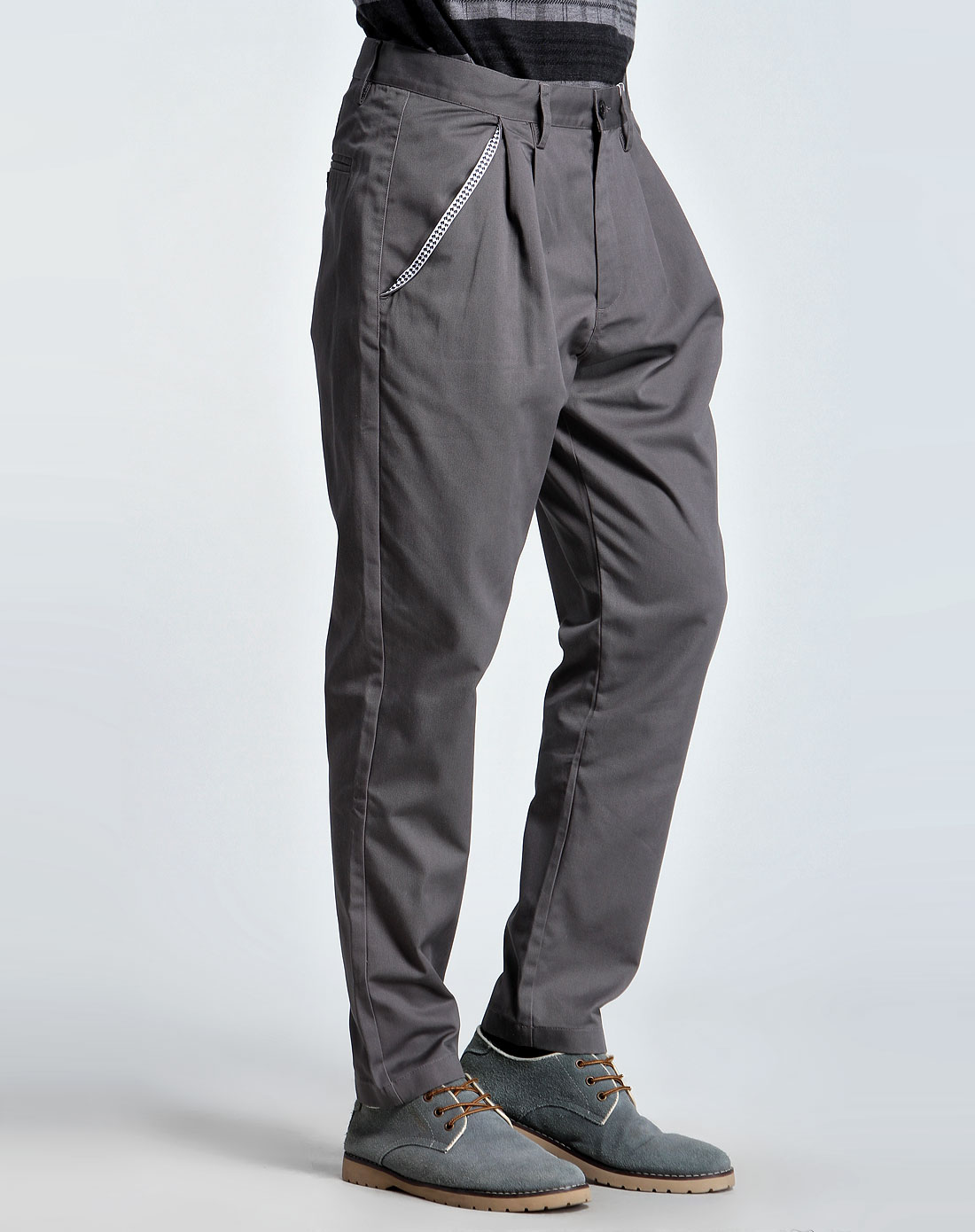 炭灰色休闲长裤