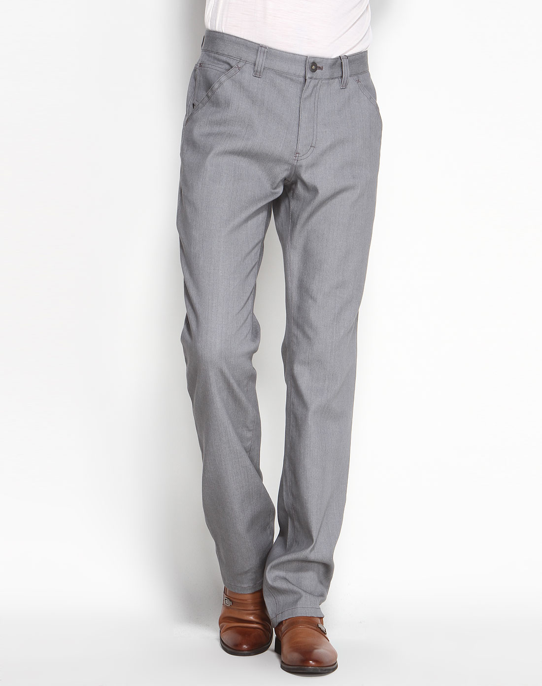 银灰色舒适成熟休闲长裤