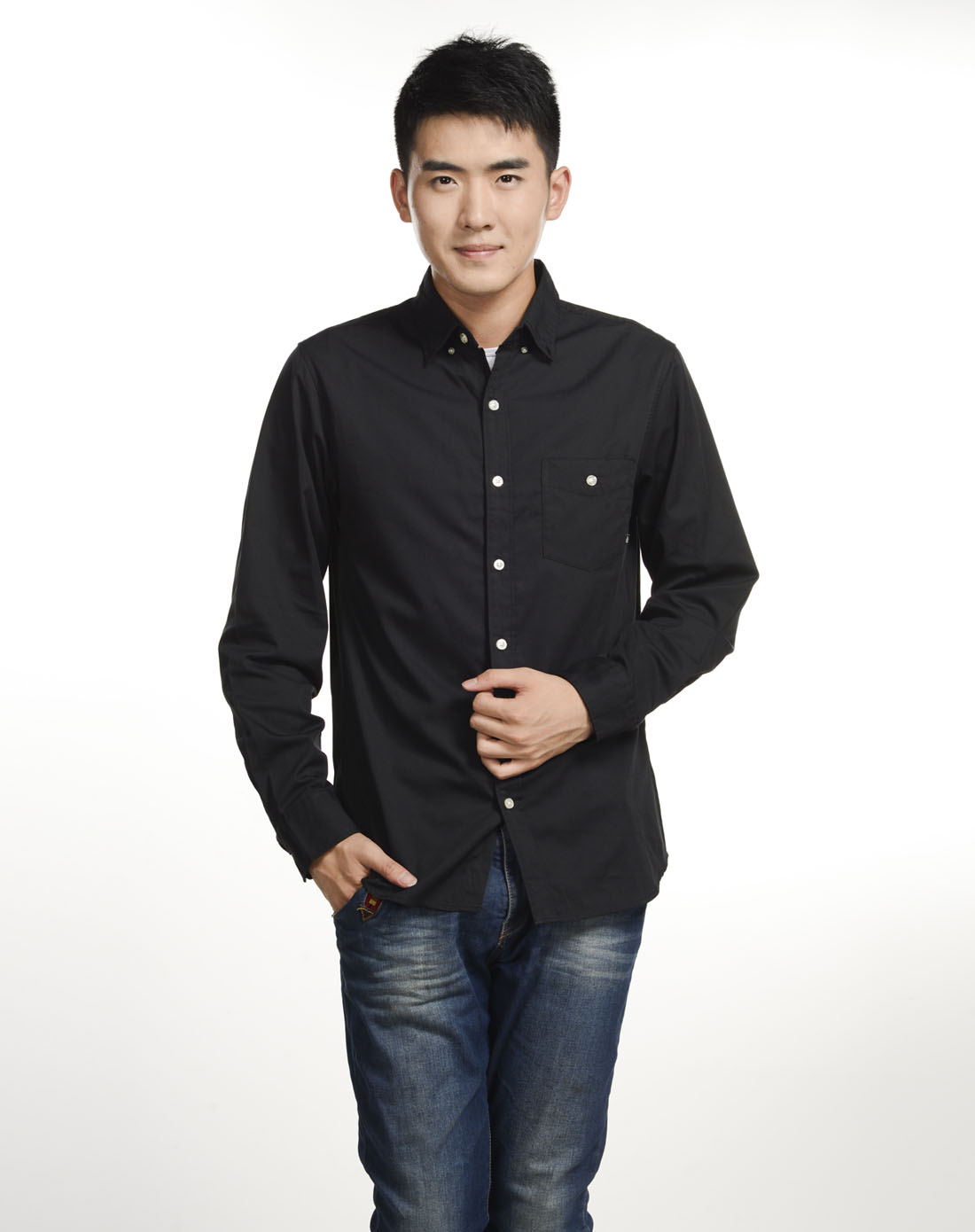 耐克nike男装专场-男子黑色长袖衬衫