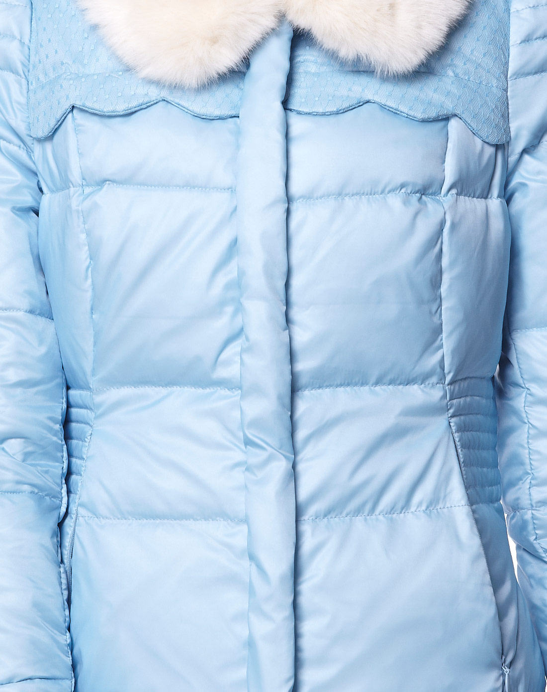 天空蓝长袖保暖修身羽绒服