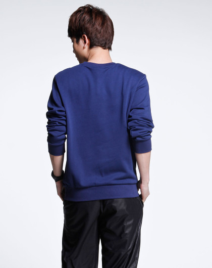 男款军蓝色男装圆领针织卫衣