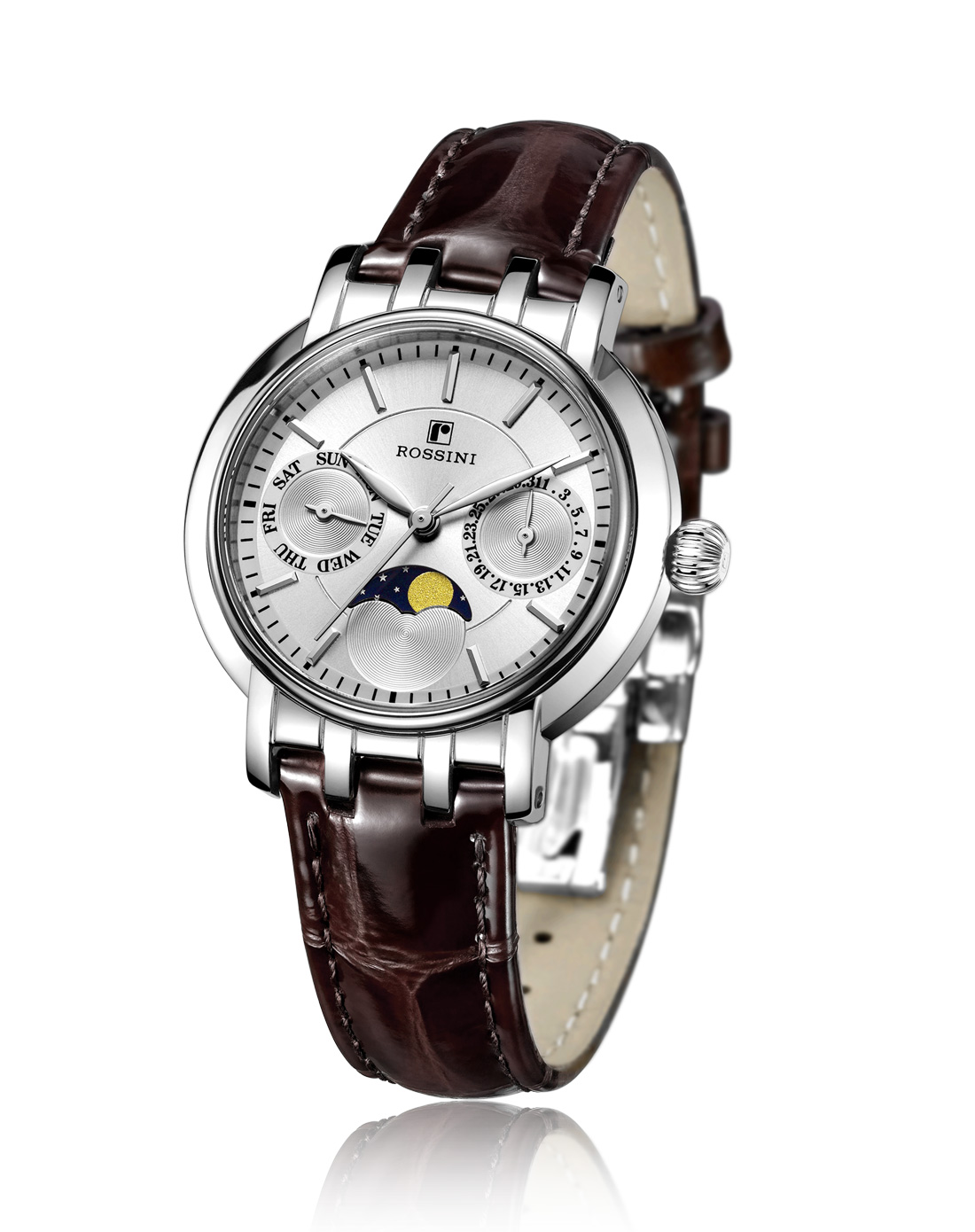 罗西尼rossini手表专场 > 不锈钢月相皮带石英女表