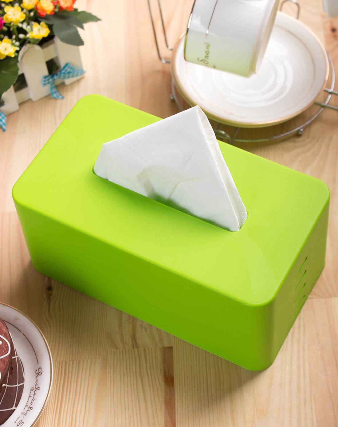 绿色阶梯式纸巾盒