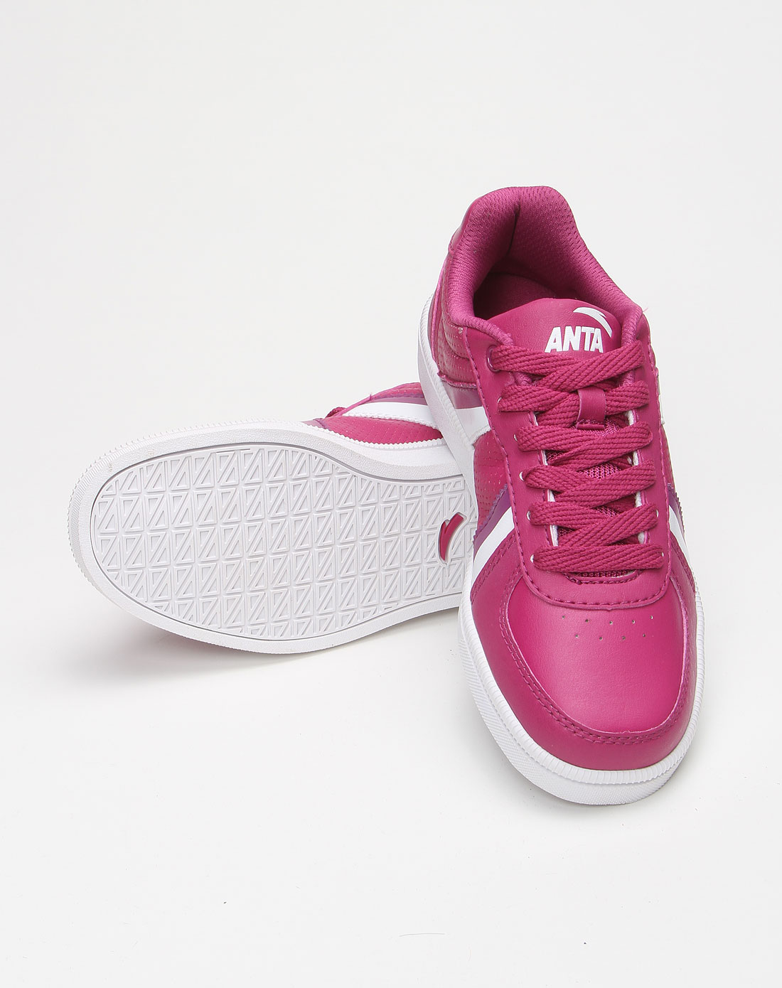 女款亮紫/白色系带运动休闲板鞋