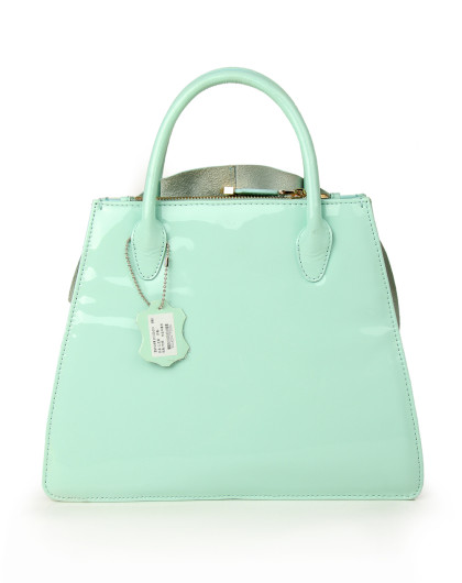 歌斯东尼女款蓝绿色牛漆皮单肩包