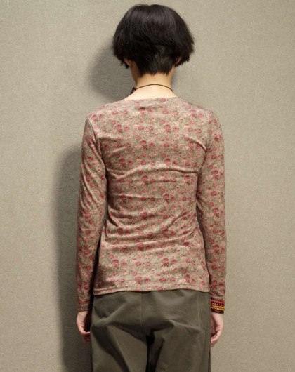 森宿sams tree女装专场 梵音 复古花朵碎花柔软长袖打底t恤 商品编码