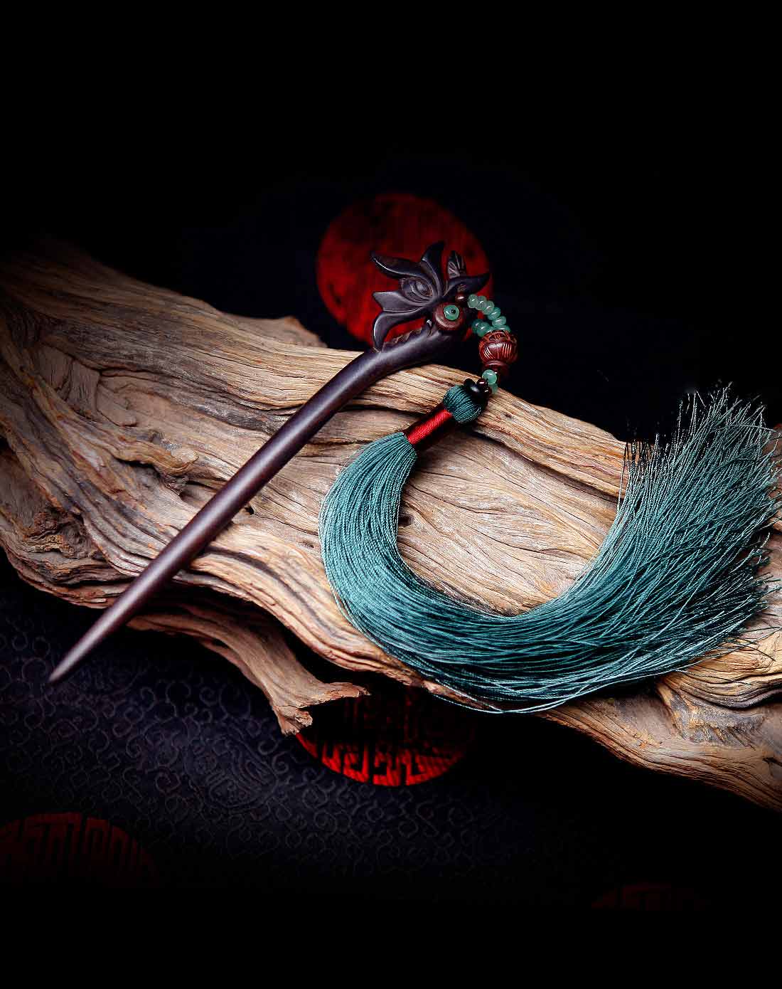 古典黑檀木步摇流苏簪子