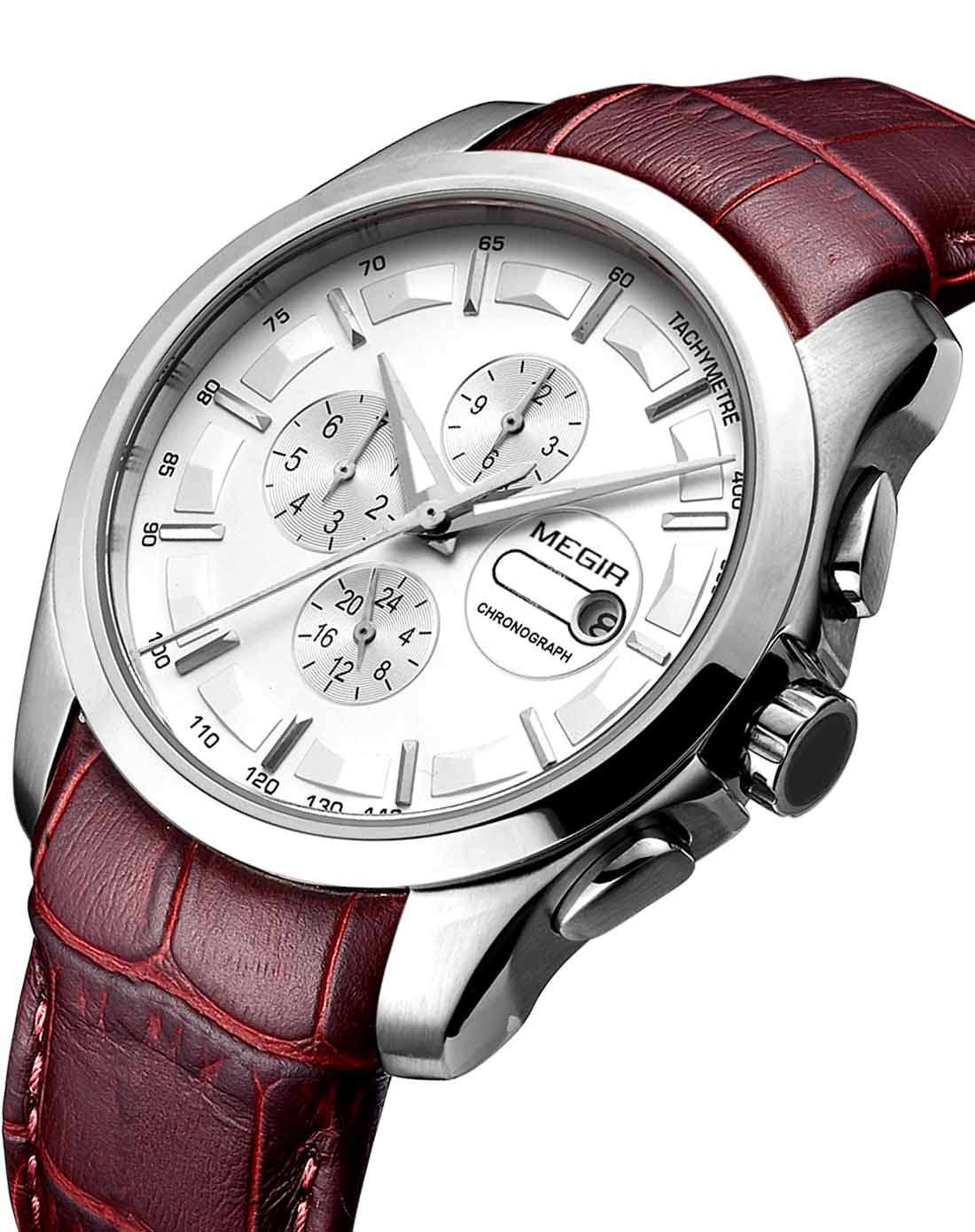 美格尔megir手表专场-男款白面皮带机械表