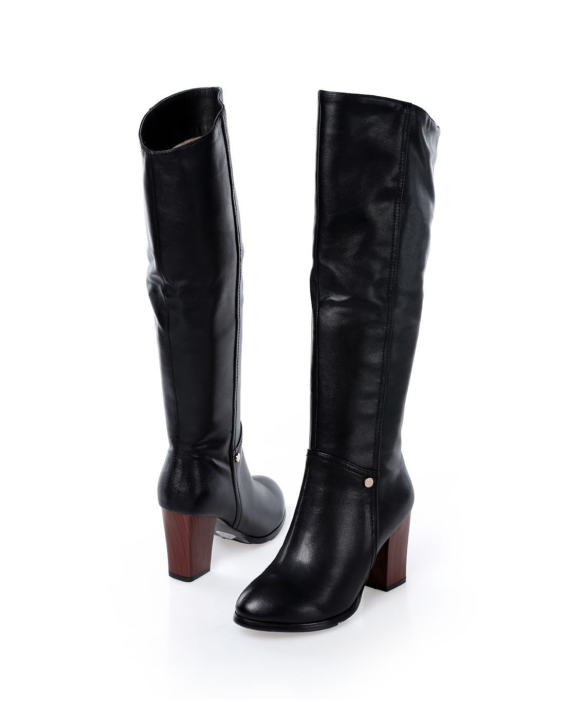 黑色粗跟长靴