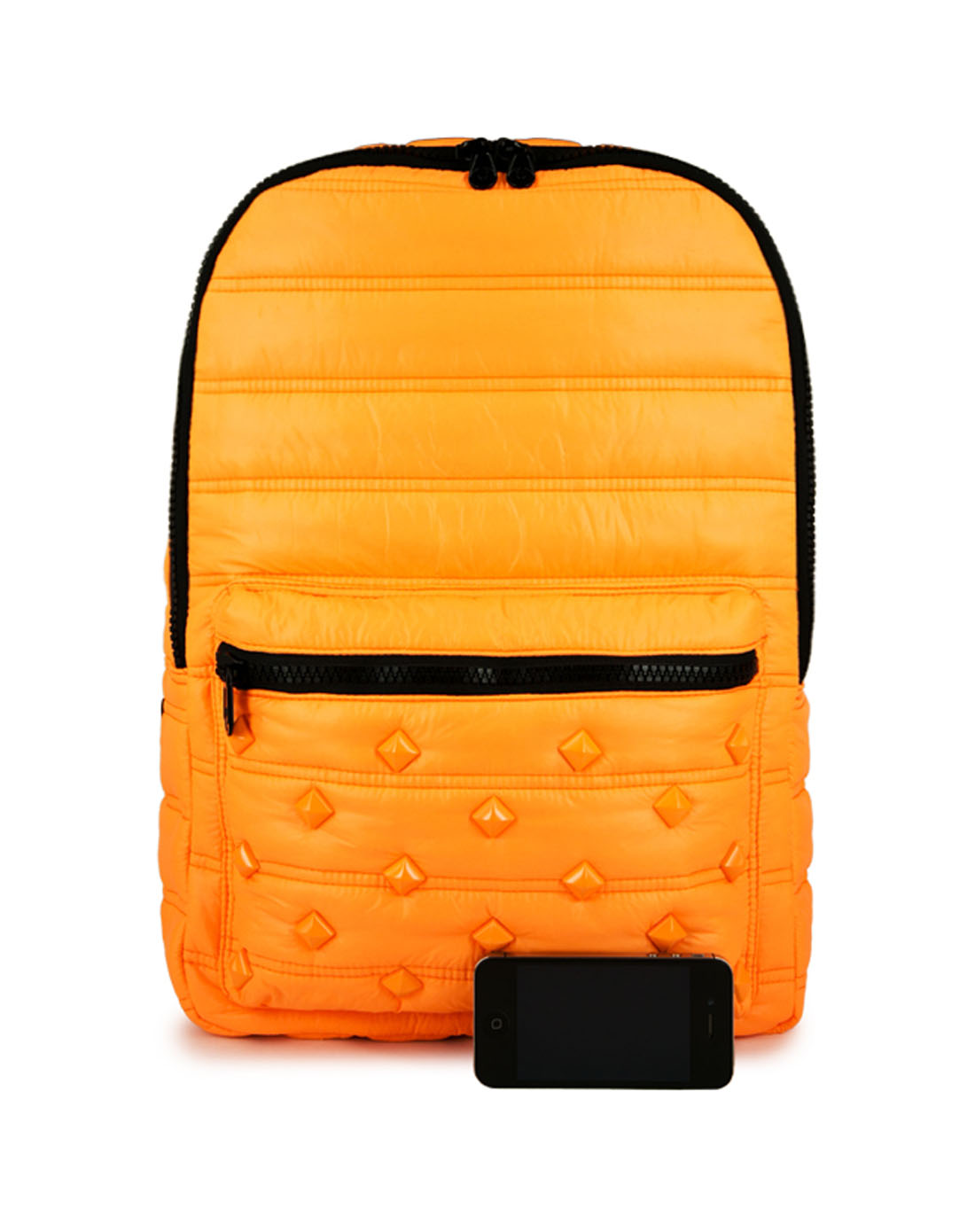 mojo 中性橘色个性铆钉糖果色双肩背包时尚创意休闲包