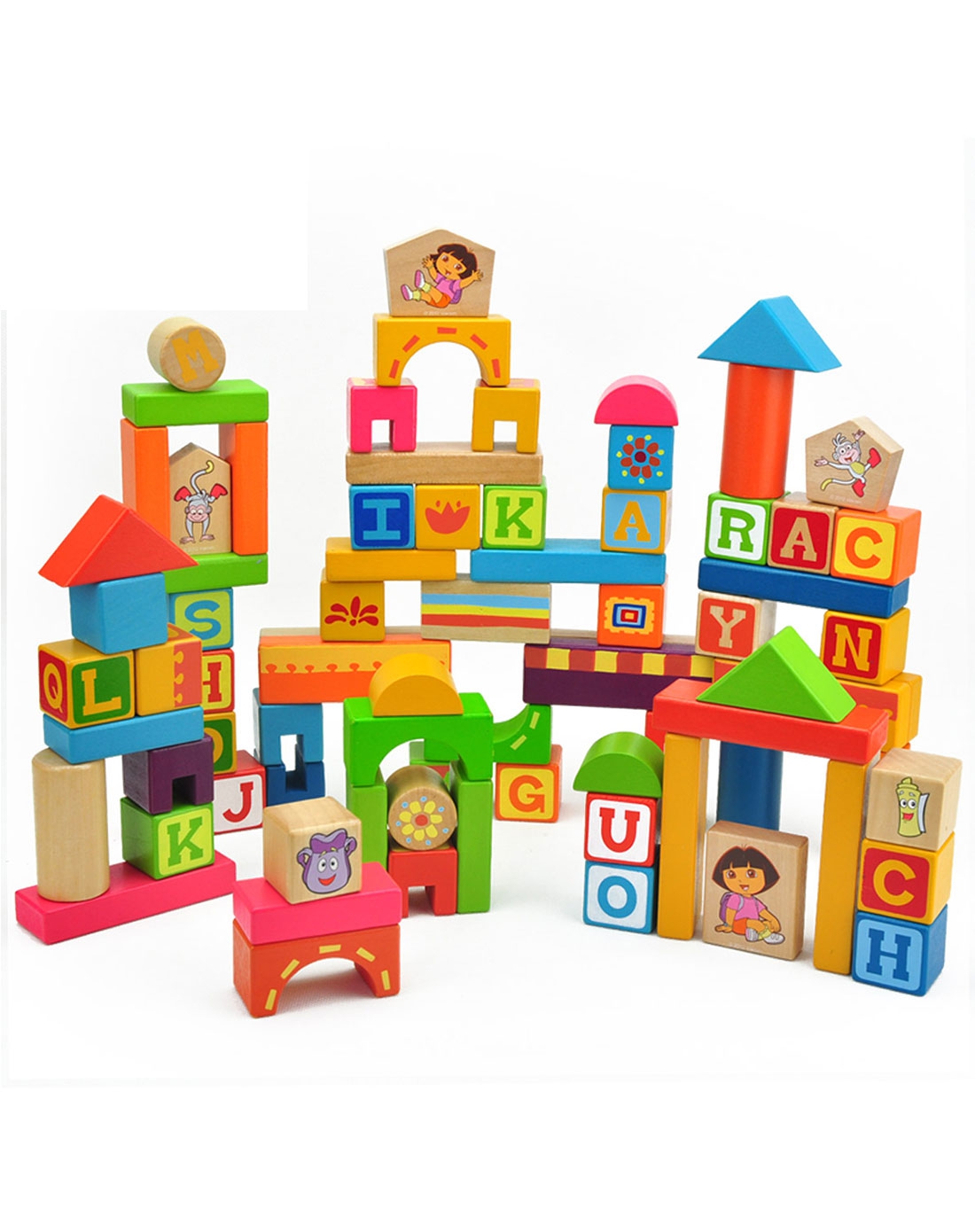 婴幼儿益智玩具专场爱探险的朵拉字母堆搭积木益智玩具de8700_唯品会