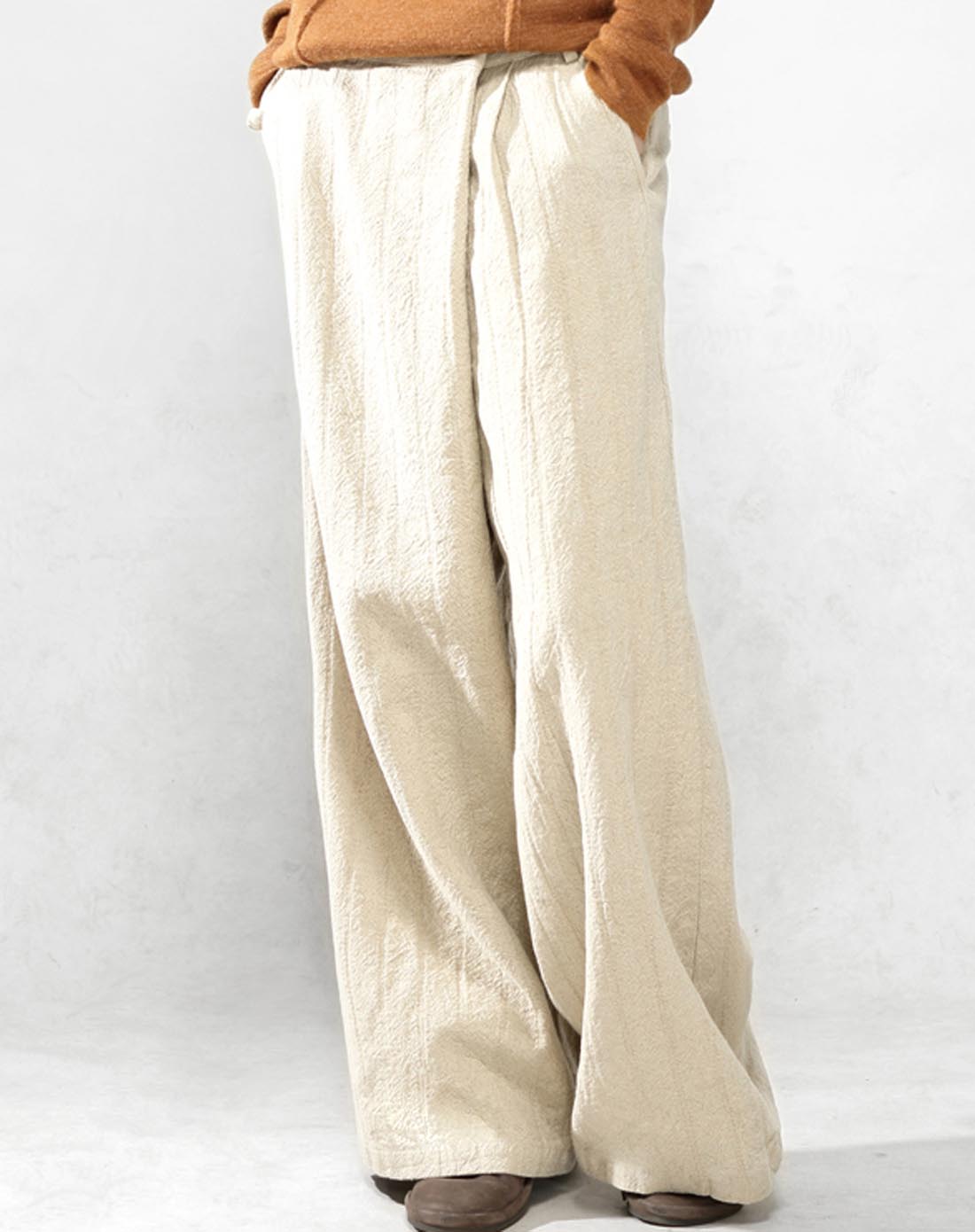 麻米色《远游》棉麻休闲裤