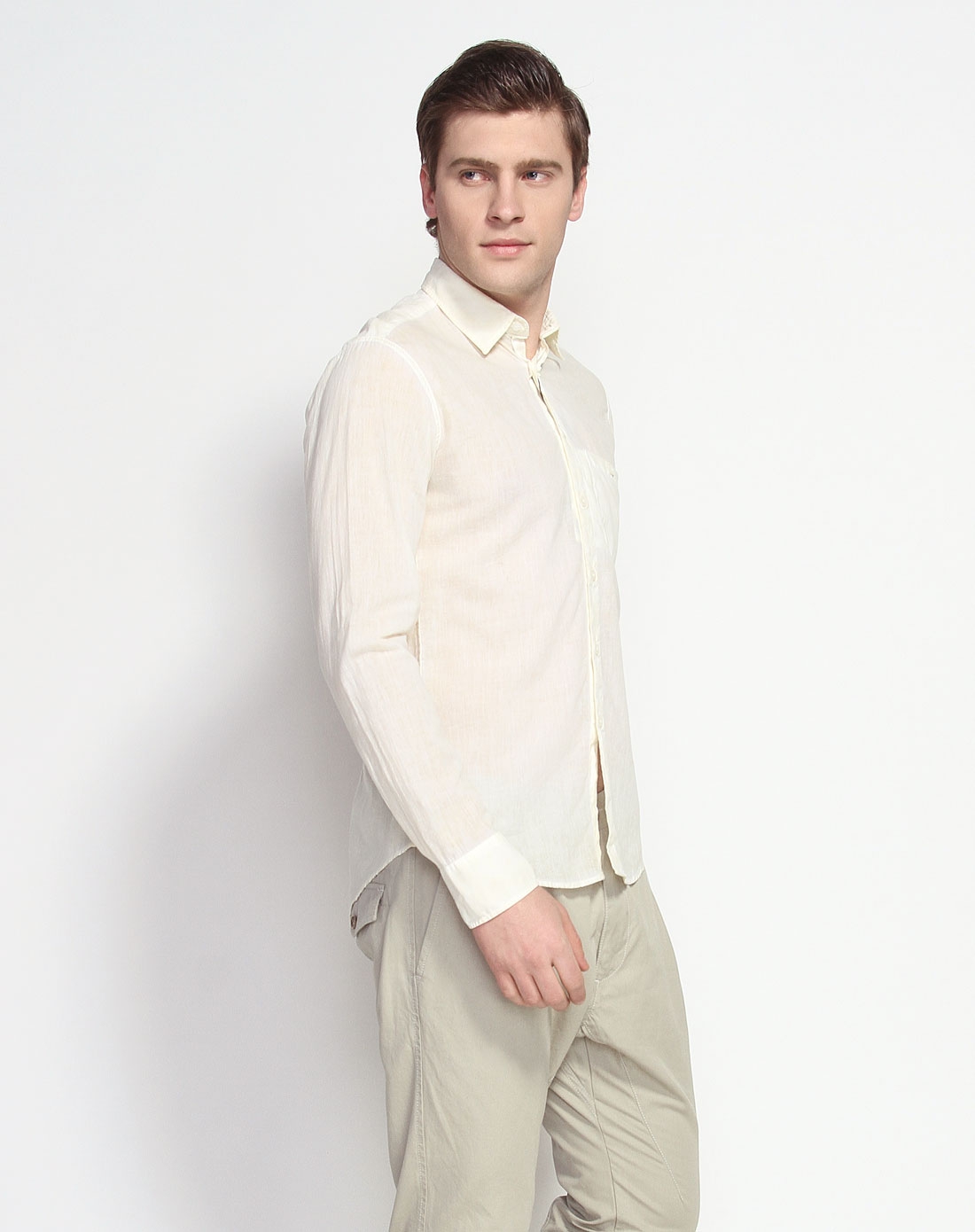 d&g 男款长袖衬衫米黄色