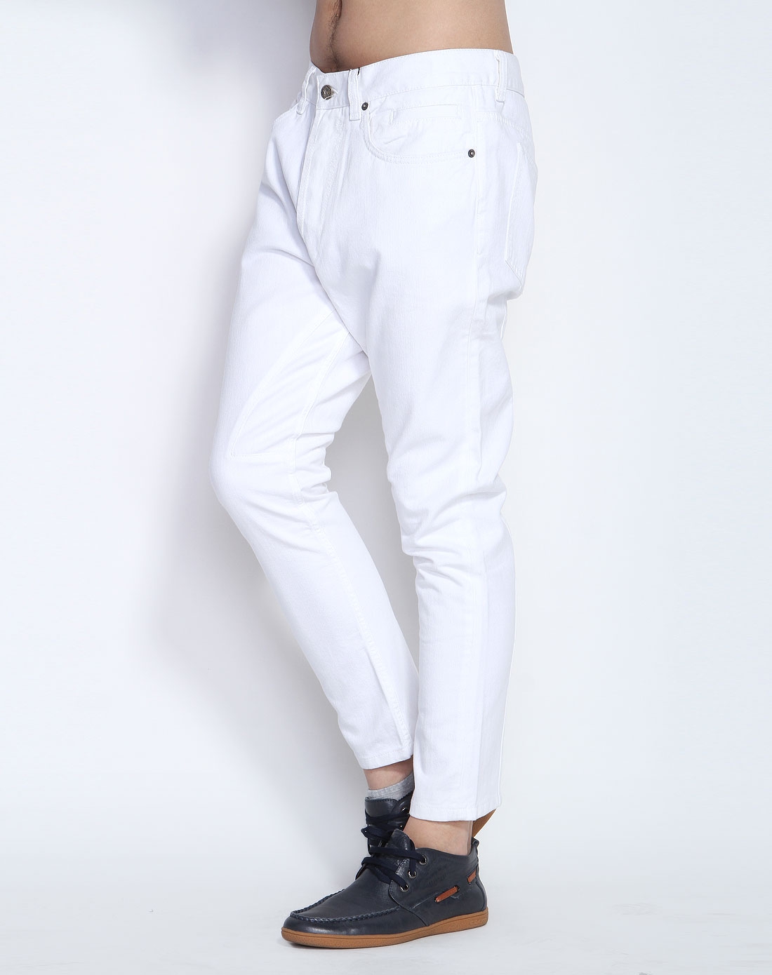 d&g 男款牛仔长裤白色