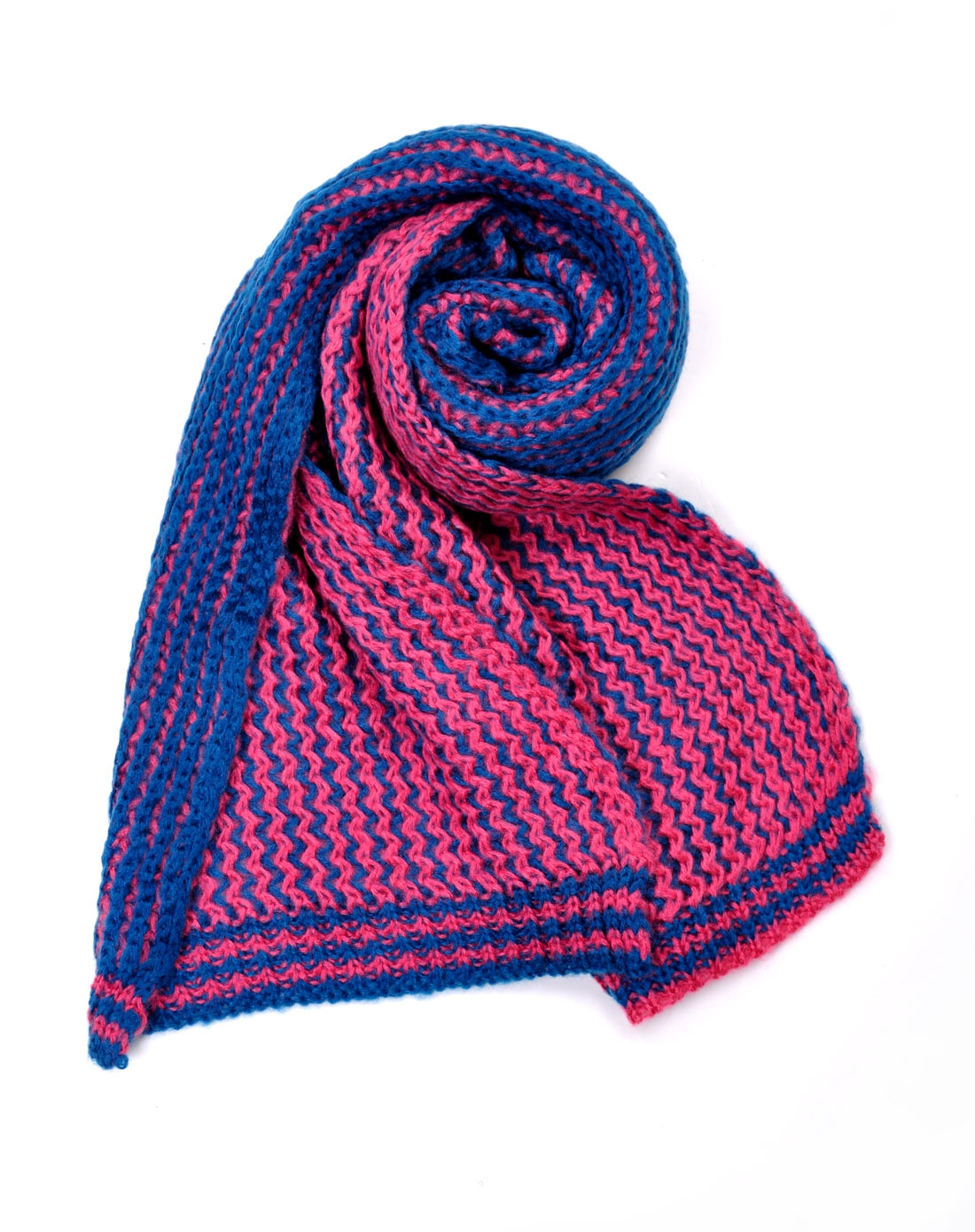 蓝紫两色双面线织柔软针织围巾