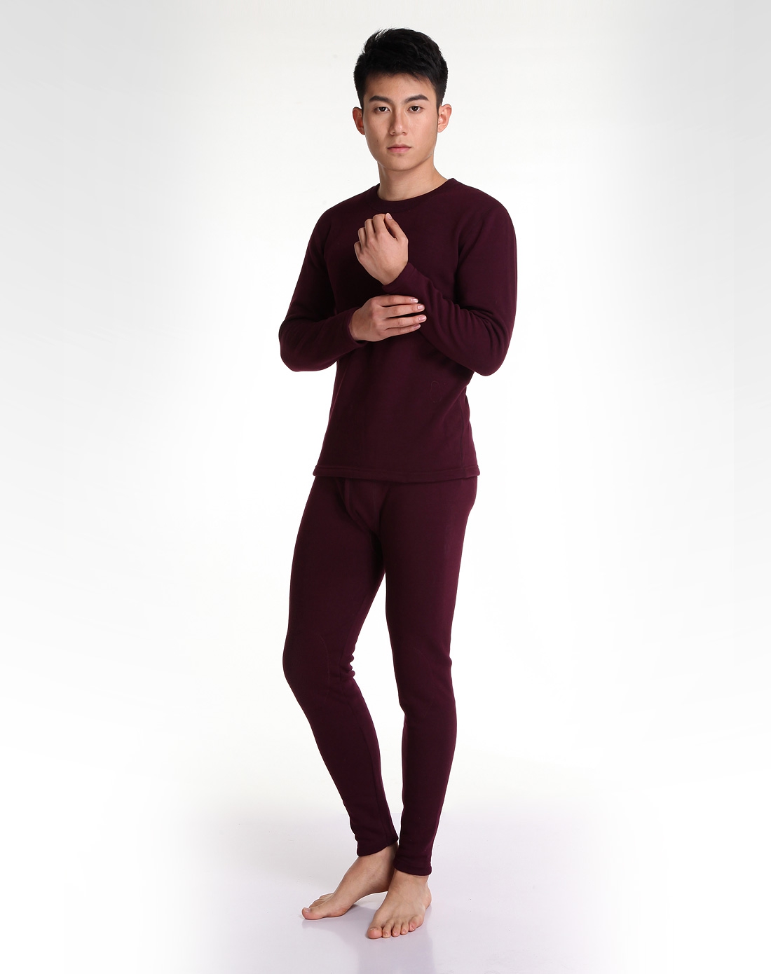 杉杉firs 男士酒红保暖内衣套装