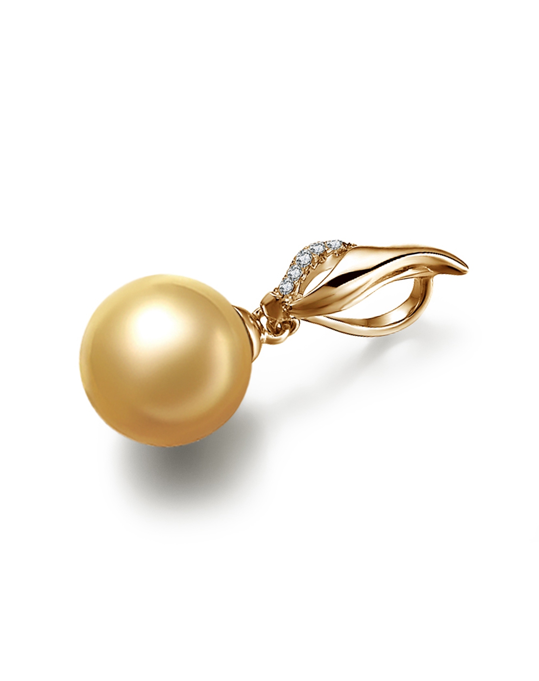 黄18k金南洋金珍珠吊坠【焰火】9-10mm-权威证书