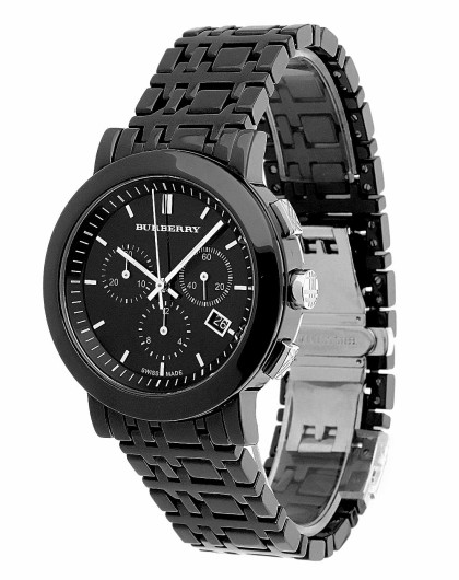 博柏利burberry手表专场 黑色现代感蝴蝶扣陶瓷男士时尚腕表