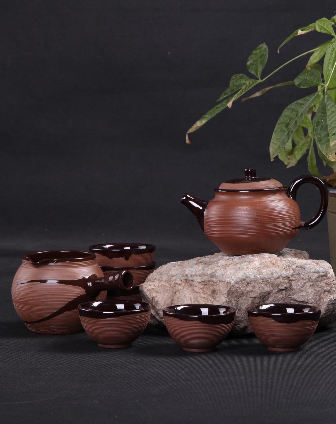 朴韵8头红陶茶具套装配礼盒