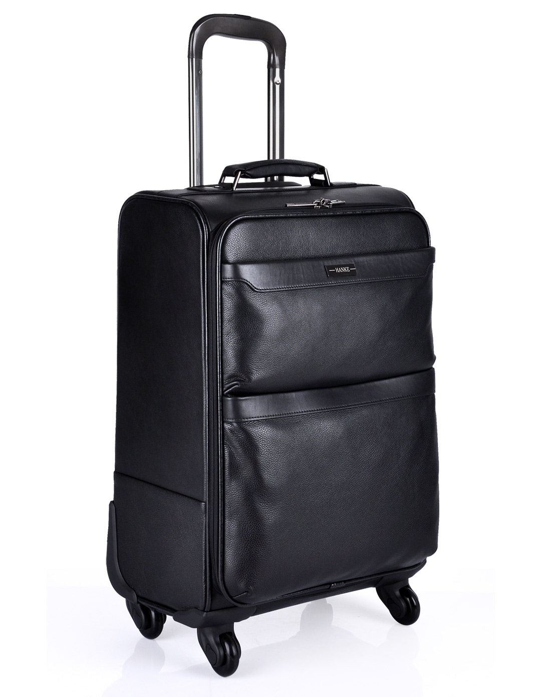 中性22寸黑色尊贵版牛皮拉杆箱机长箱