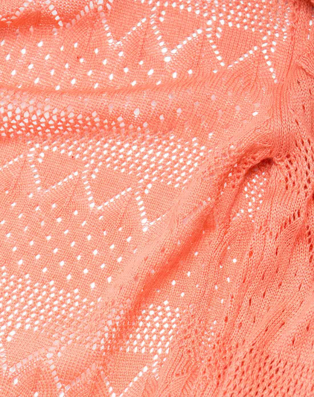 浅橙色织花淑女长袖针织外套