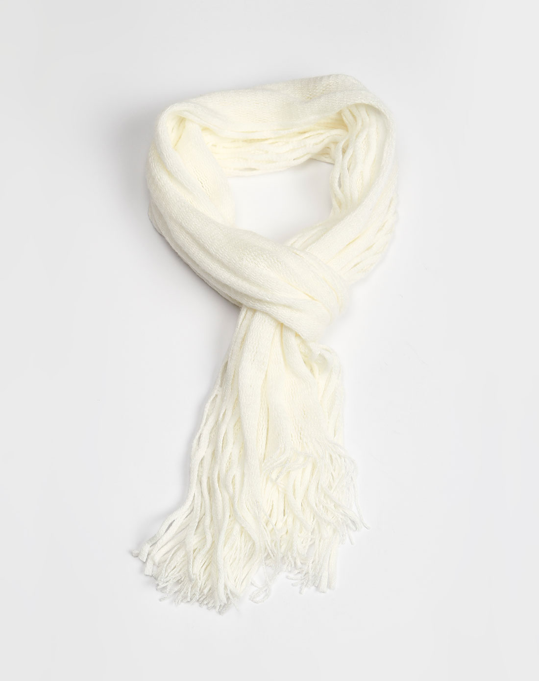 白色鱼网流苏时尚围巾