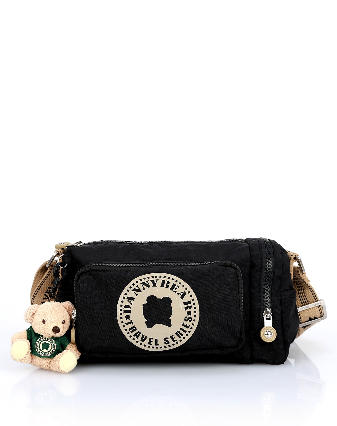 丹尼熊danny bear线下特供女款黑色经典洗水布斜挎包dbts39812black_