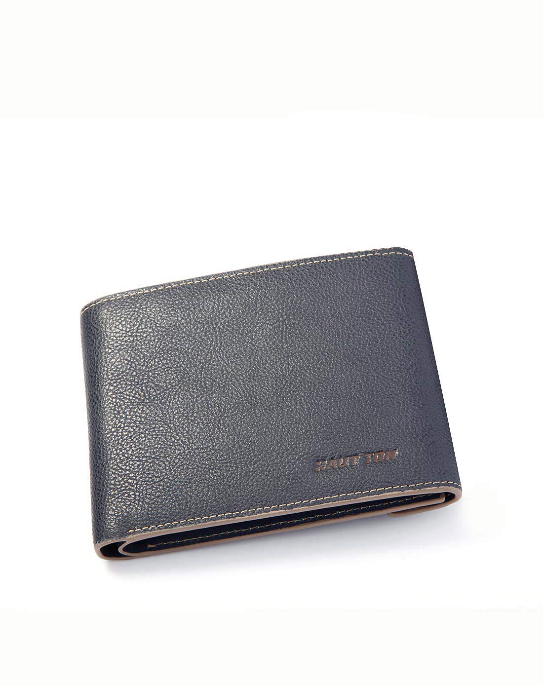 宝石灰横款优质头层牛皮抽带短款钱包