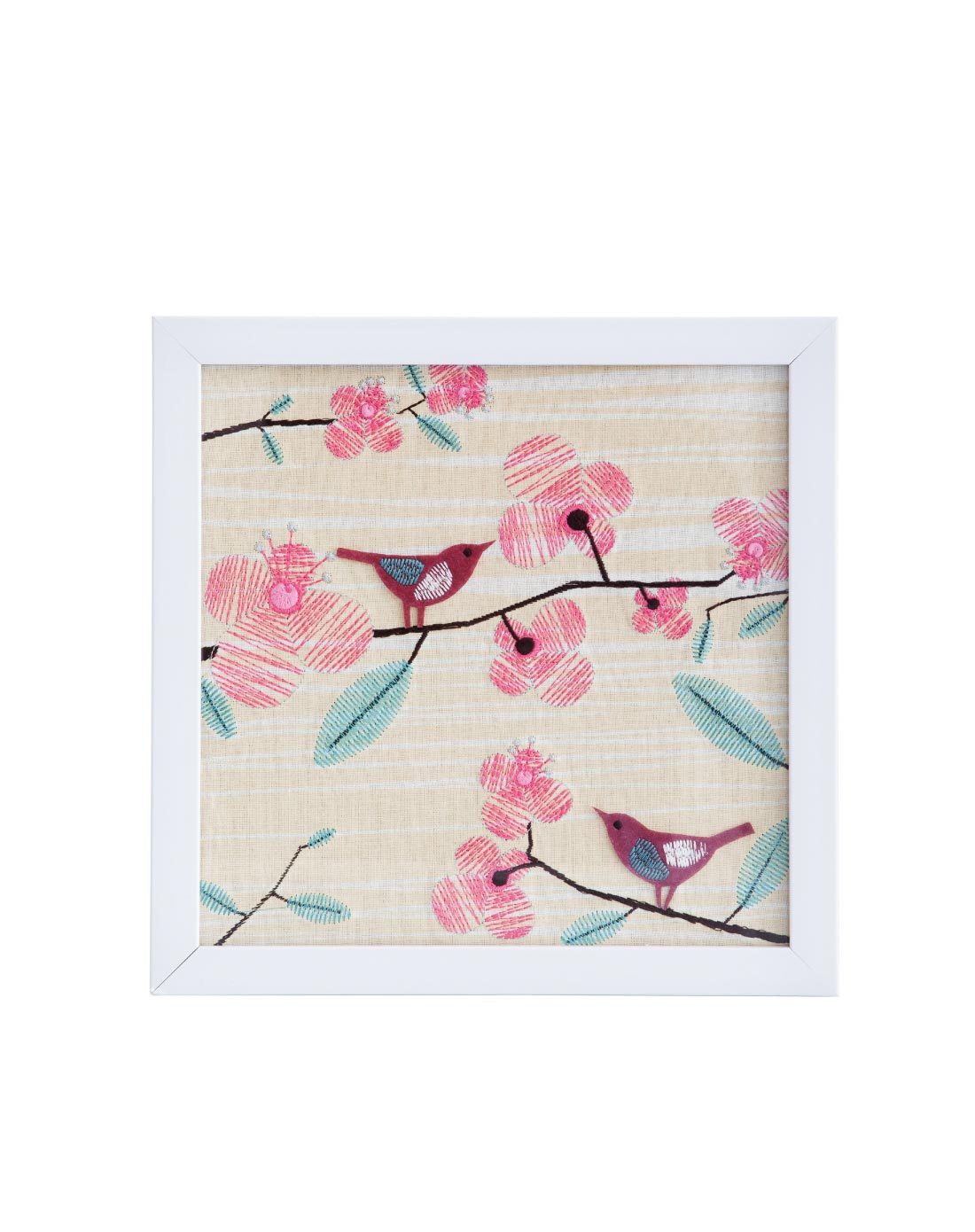 鹿 手工刺绣装饰画喜鹊闹梅