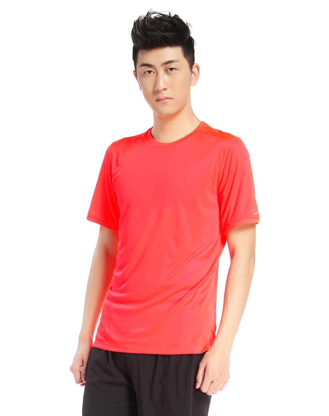 男款荧光红色短袖t恤