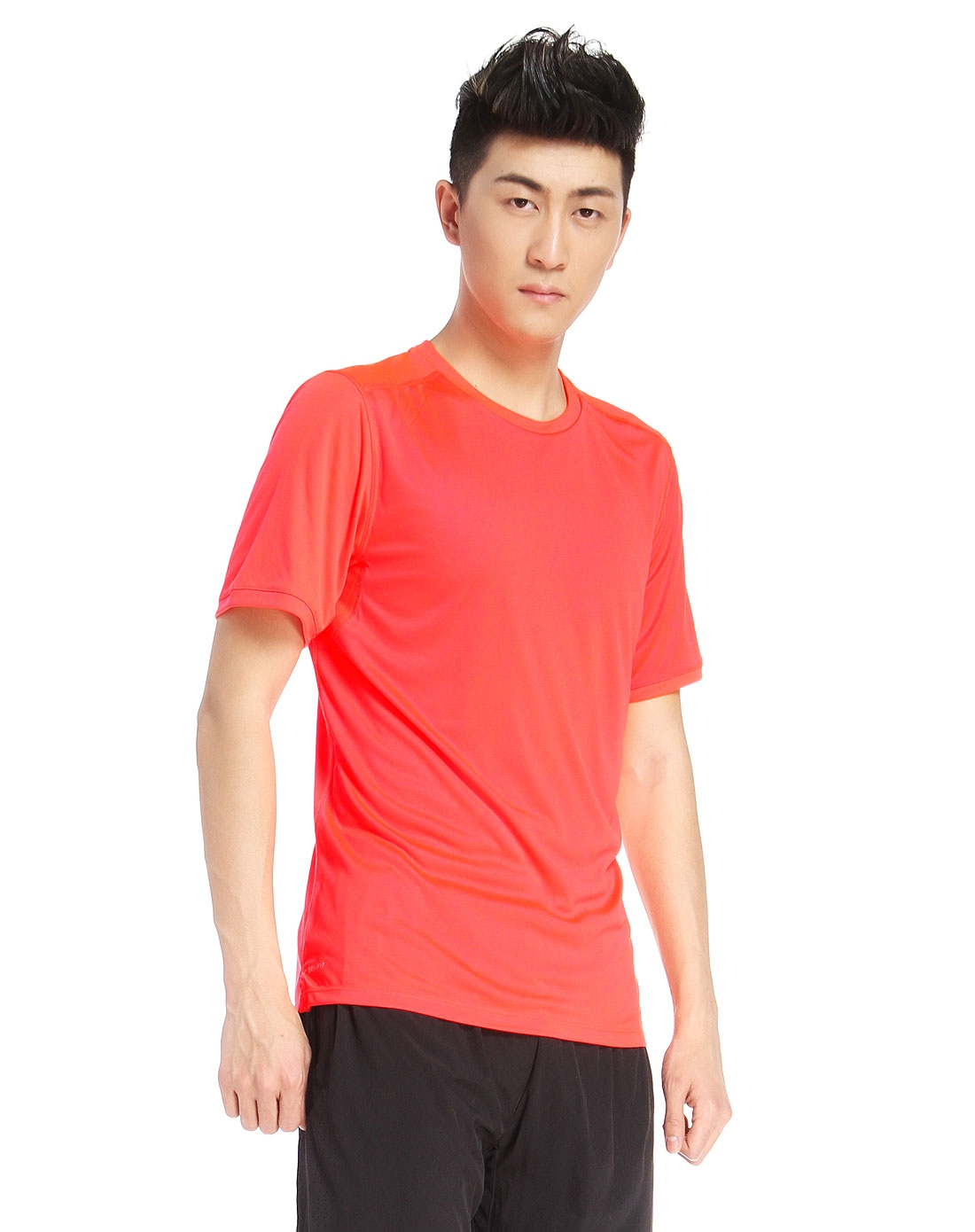 男款荧光红色短袖t恤