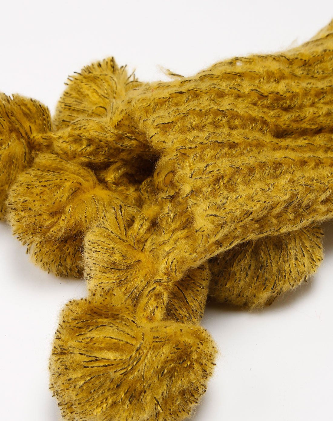 姜黄色毛毛球时尚围巾