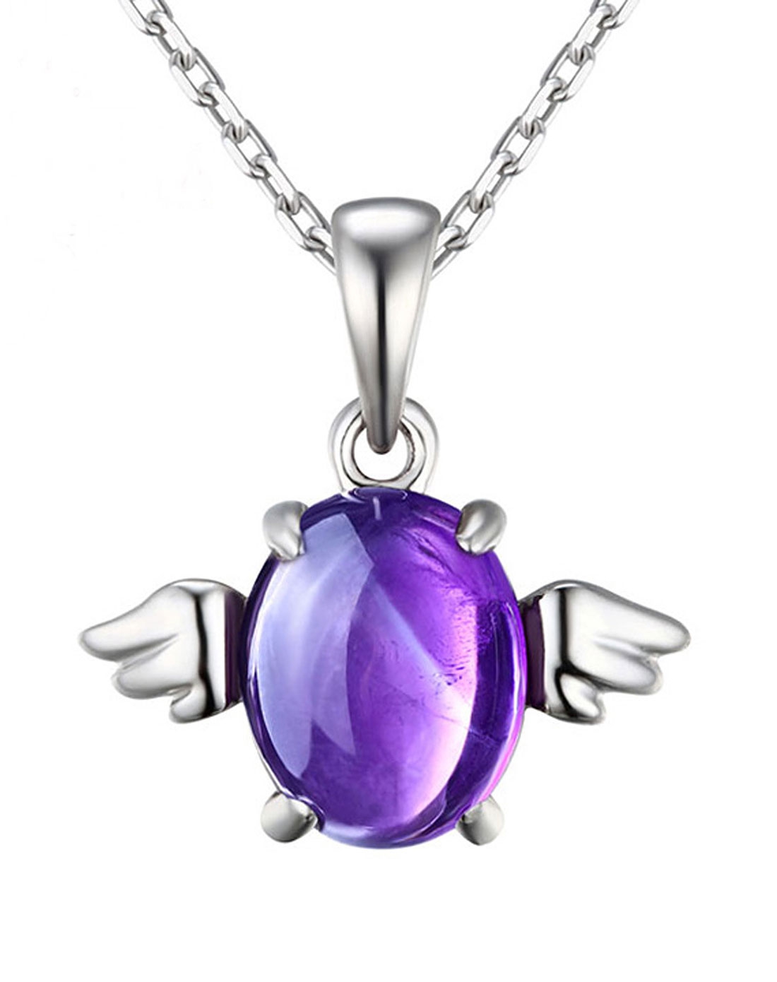晶石灵chenim饰品专场-925银紫水晶天使蛋吊坠