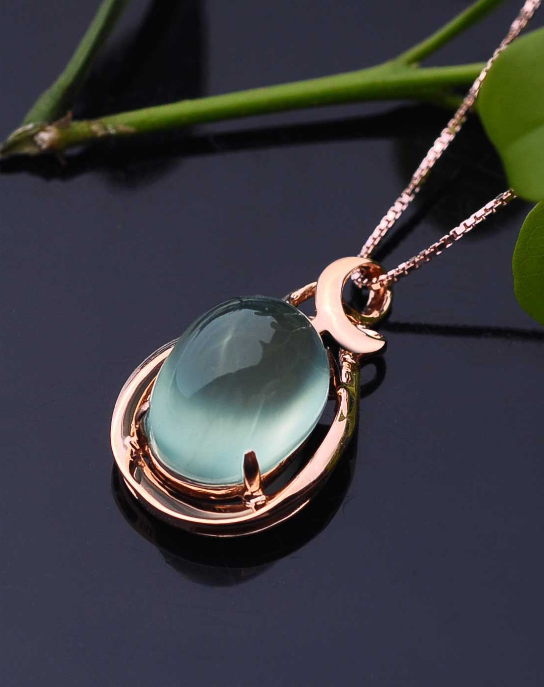 18k玫瑰金葡萄石吊坠