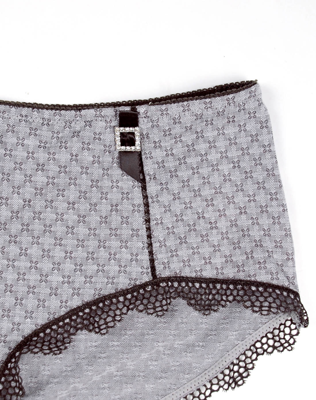 灰色梅花蕾丝花边平角裤