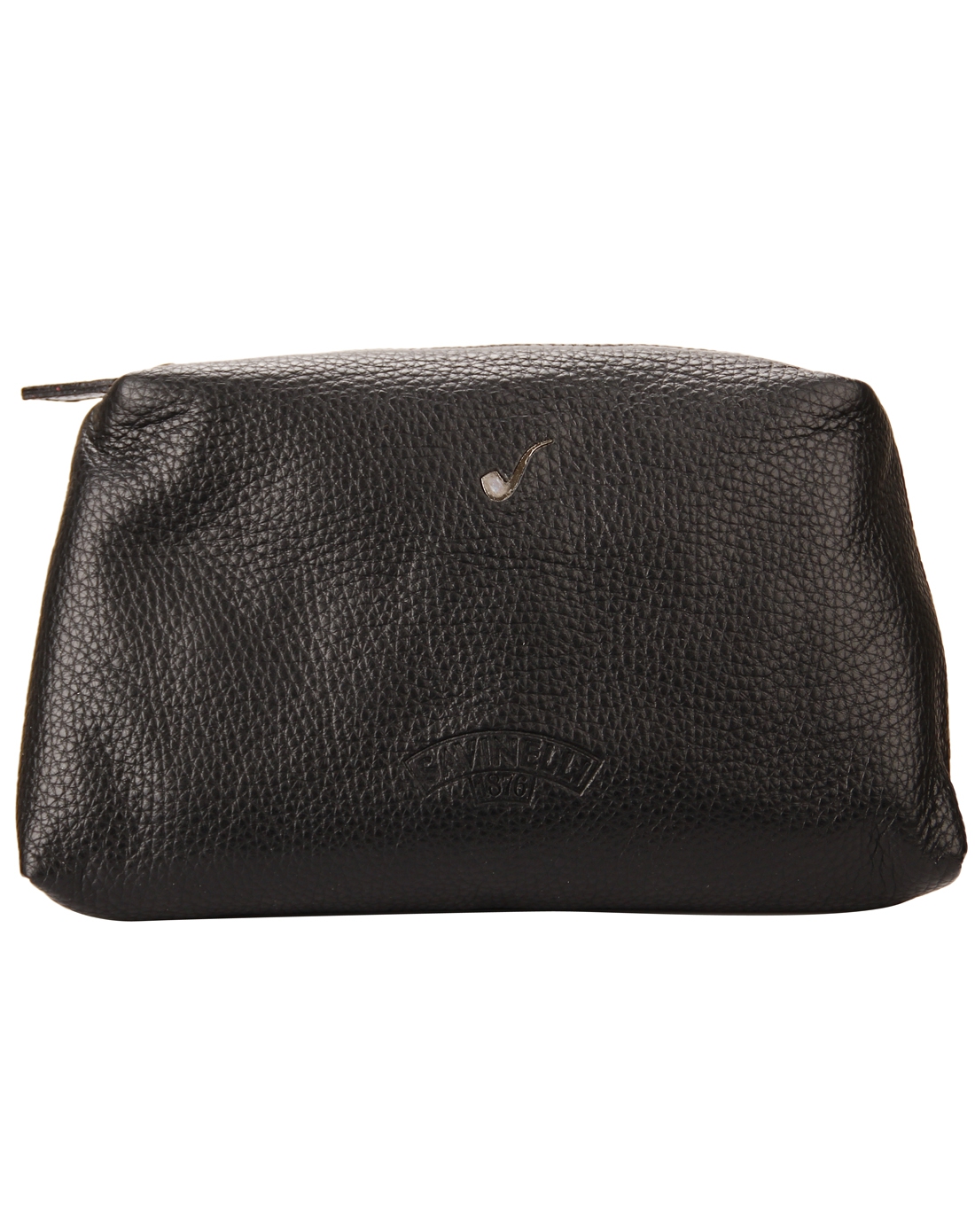 意大利沙芬旅行化妆包黑色真皮