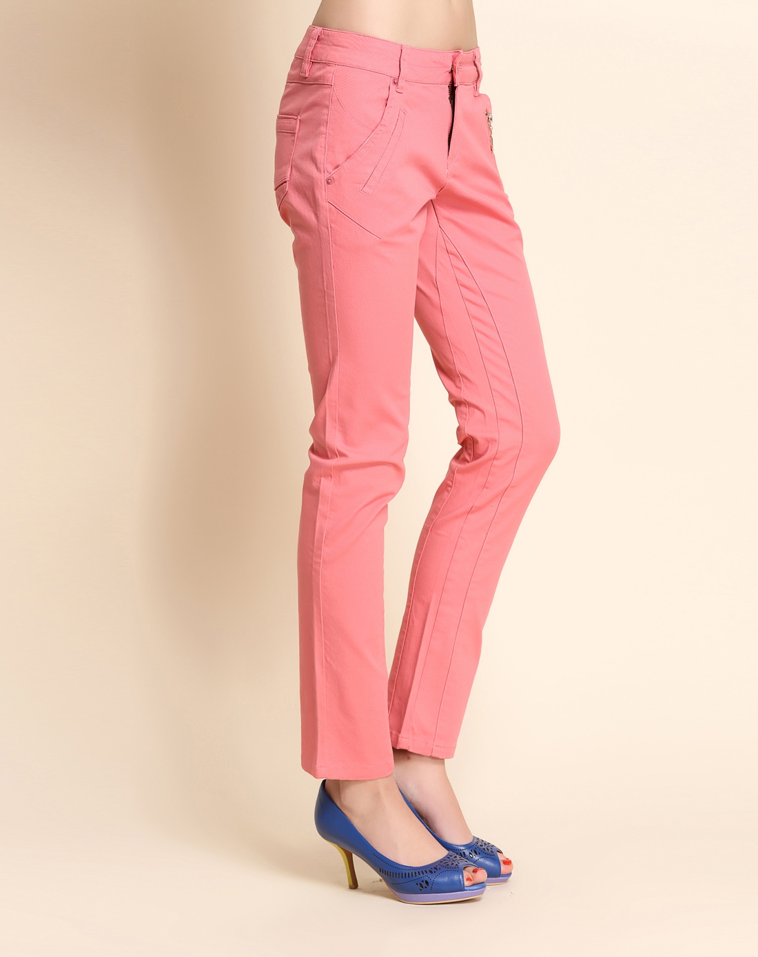 桃红色甜美清新长裤