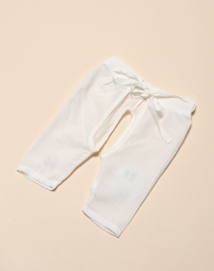 中性米白单层纱开裆裤