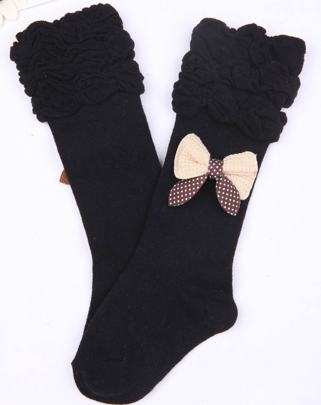 女童黑色中号中筒袜