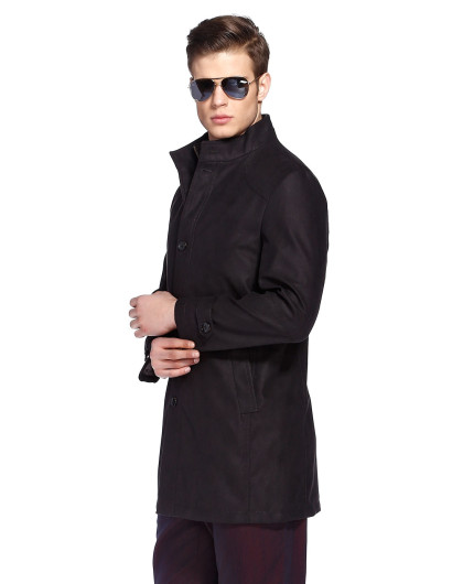 褐黑色简约长袖外套