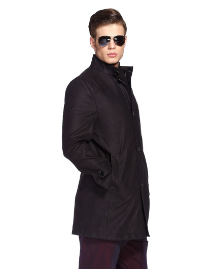 褐黑色简约长袖外套