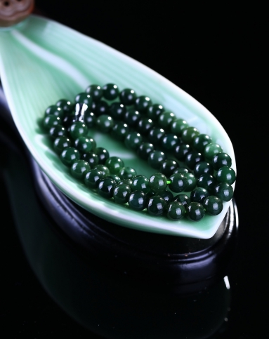 晶萃轩ching sui hin玉石贵重专场-精选老种料研磨油青种绿色翡翠项链