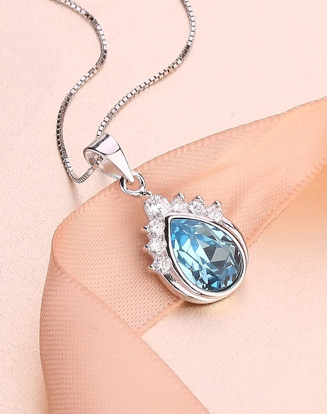 s925银镶奥地利水晶吊坠 天使之泪