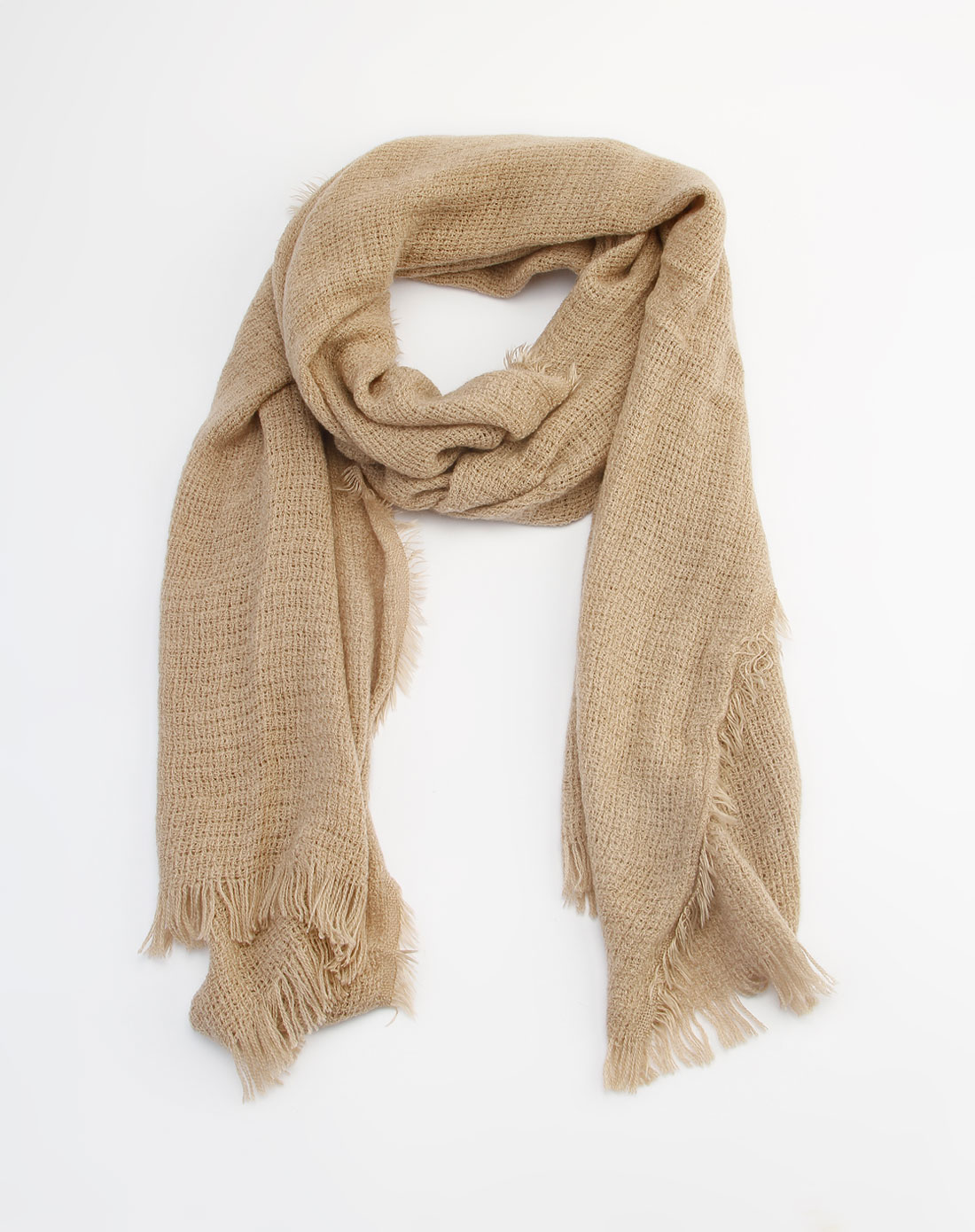 女款卡其色毛线围巾