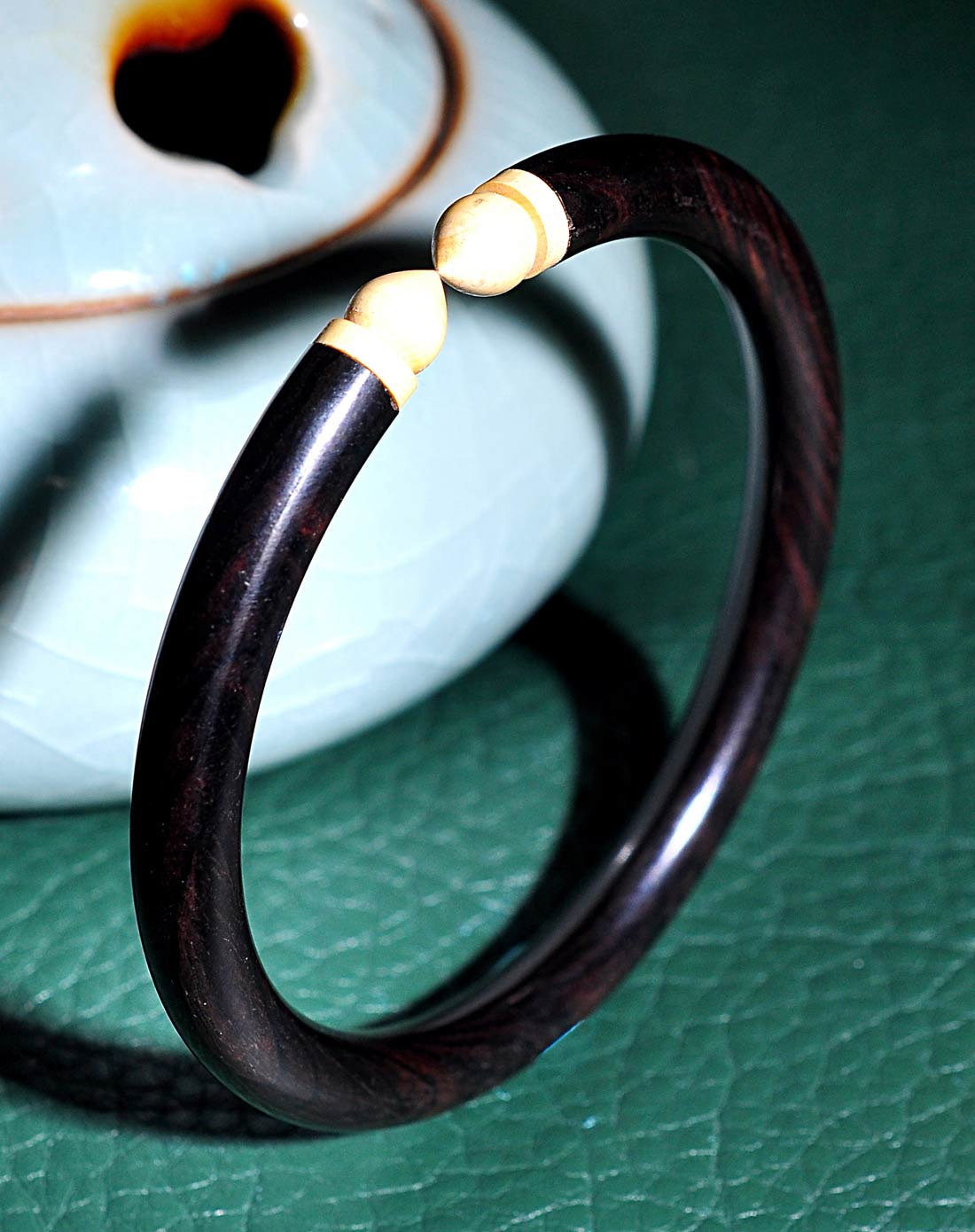 太阳之爱 简单大方乌木配黄杨木手镯
