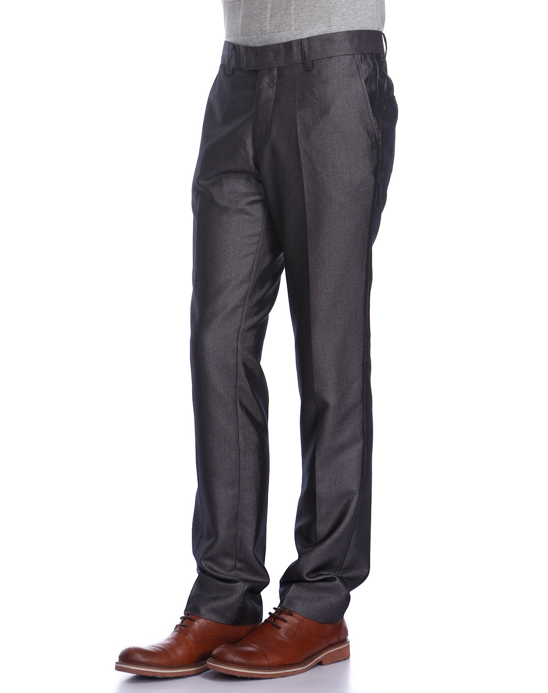 黑灰色网纹长西裤