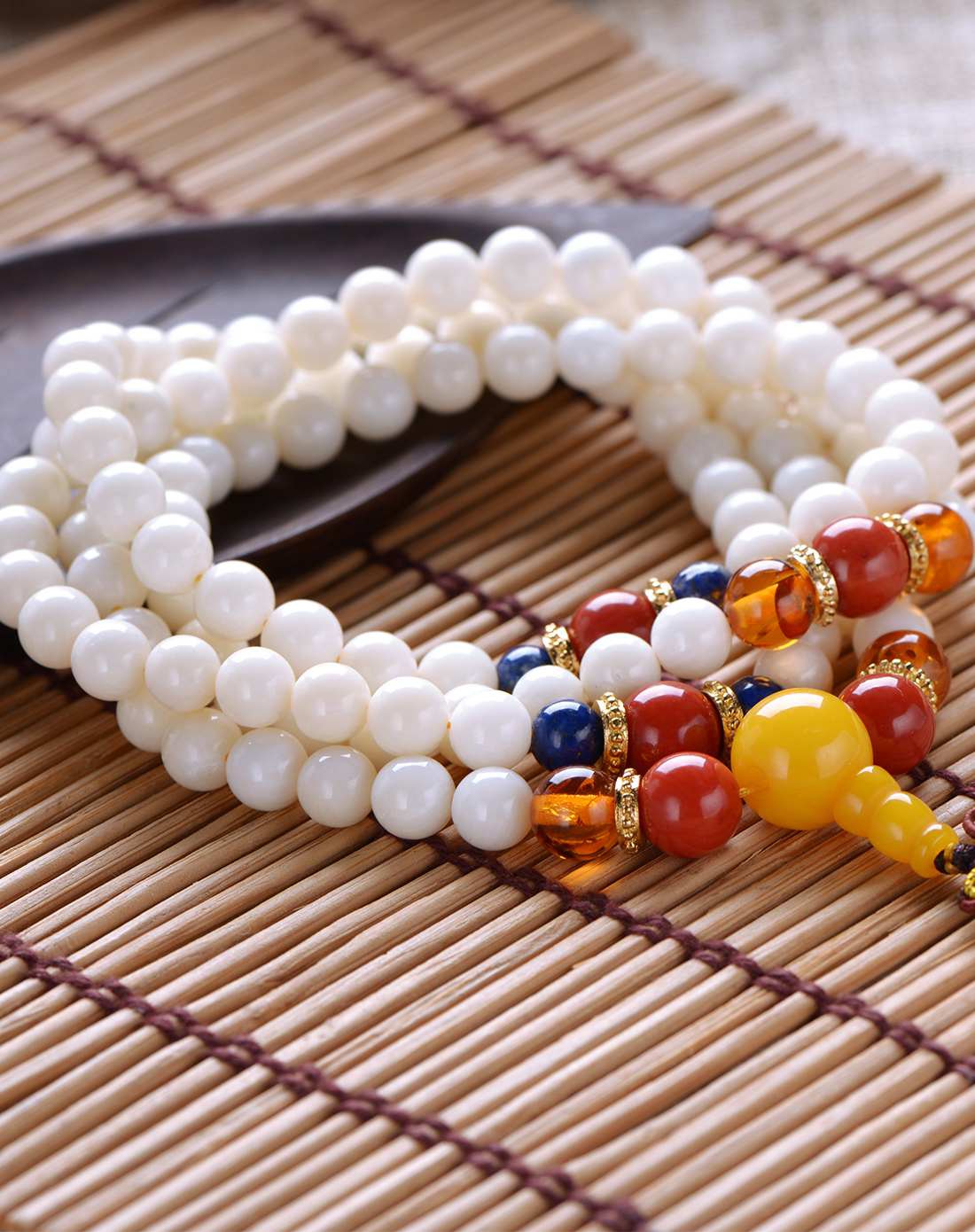 宝菲尔bofieer珠宝专场天然白珊瑚配七宝佛珠手链 附