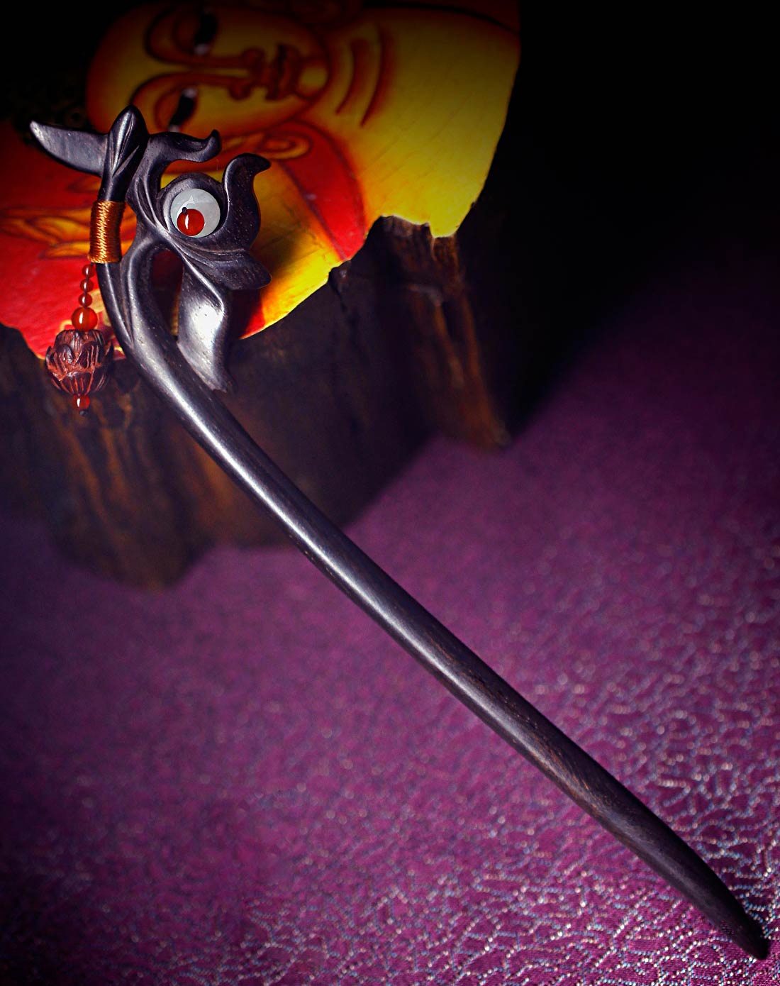 凤凰涅磐 古典黑檀木步摇发簪