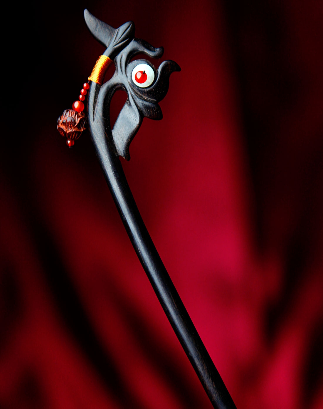 凤凰涅磐 古典黑檀木步摇发簪